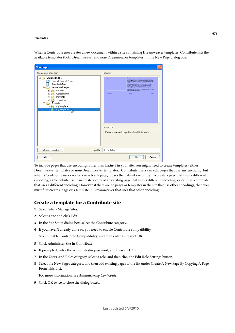 Create a template for a contribute site | Adobe Dreamweaver CC 2015 User Manual | Page 483 / 700