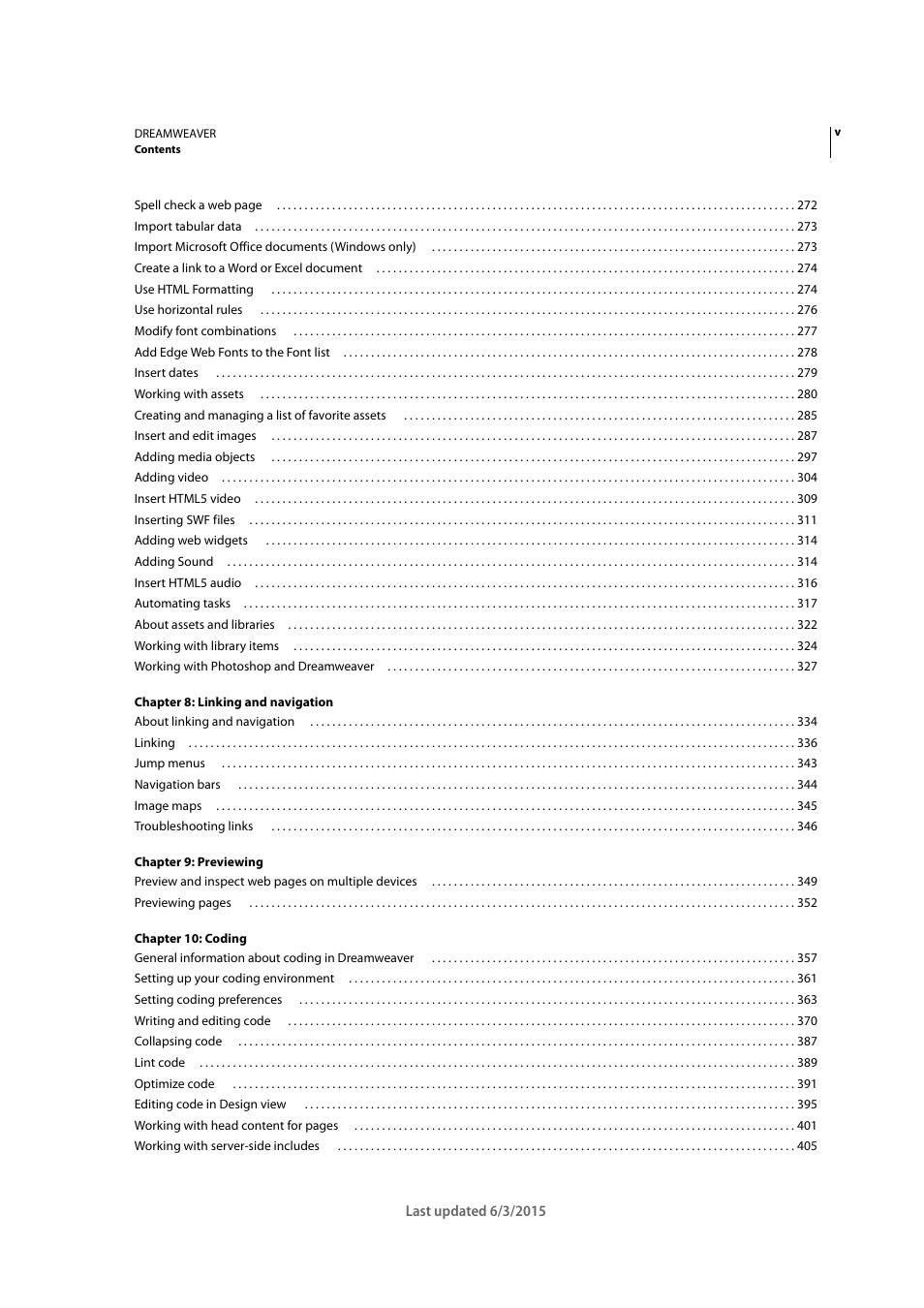 Adobe Dreamweaver CC 2015 User Manual | Page 5 / 700