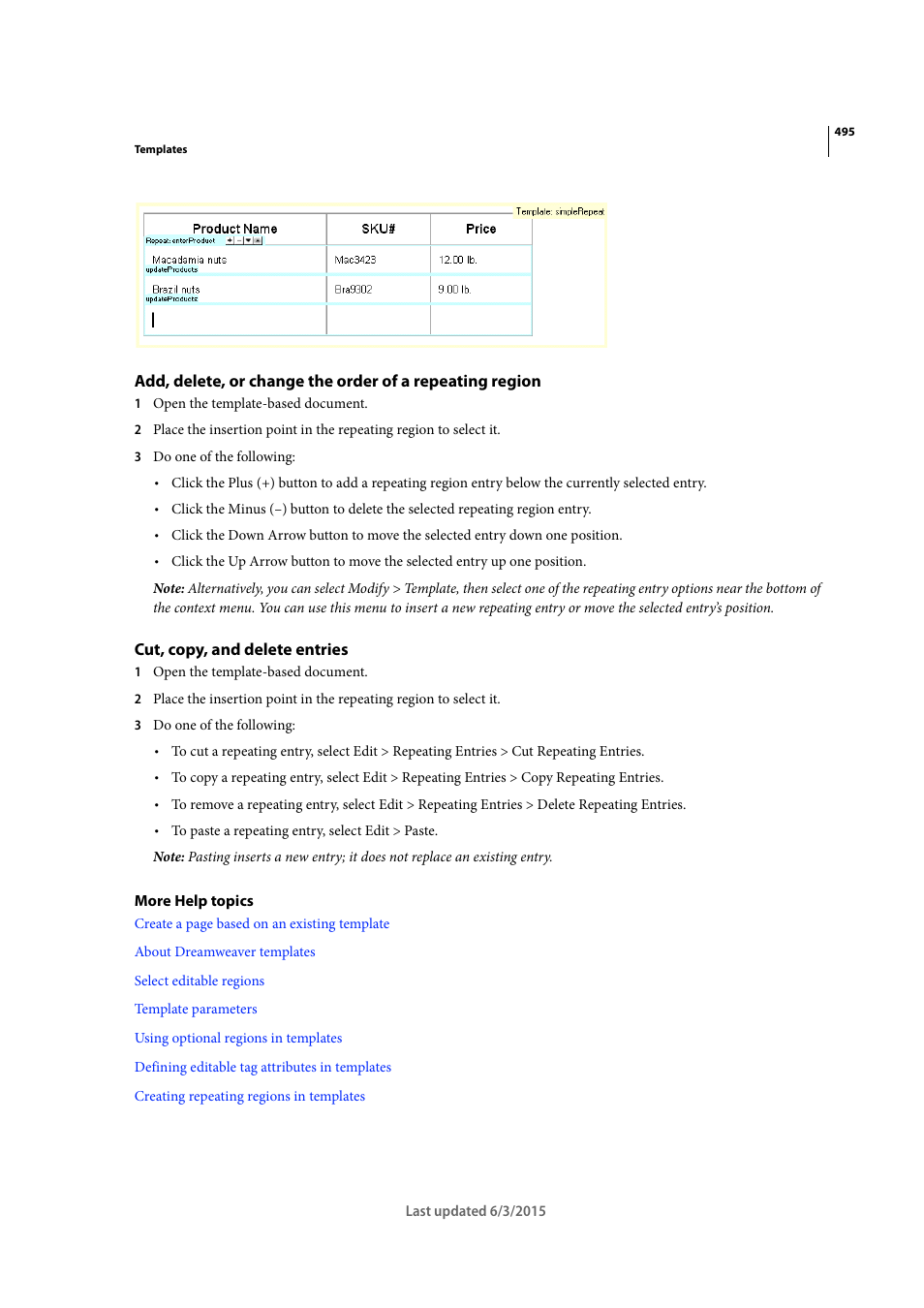 Cut, copy, and delete entries | Adobe Dreamweaver CC 2015 User Manual | Page 502 / 700