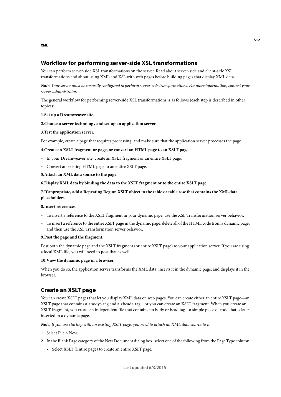 Create an xslt page | Adobe Dreamweaver CC 2015 User Manual | Page 519 / 700