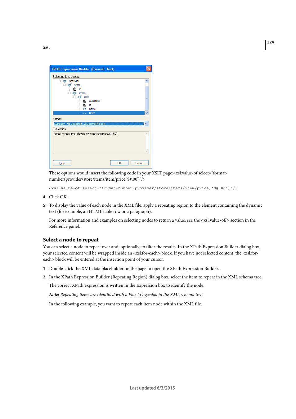 Select a node to repeat | Adobe Dreamweaver CC 2015 User Manual | Page 531 / 700