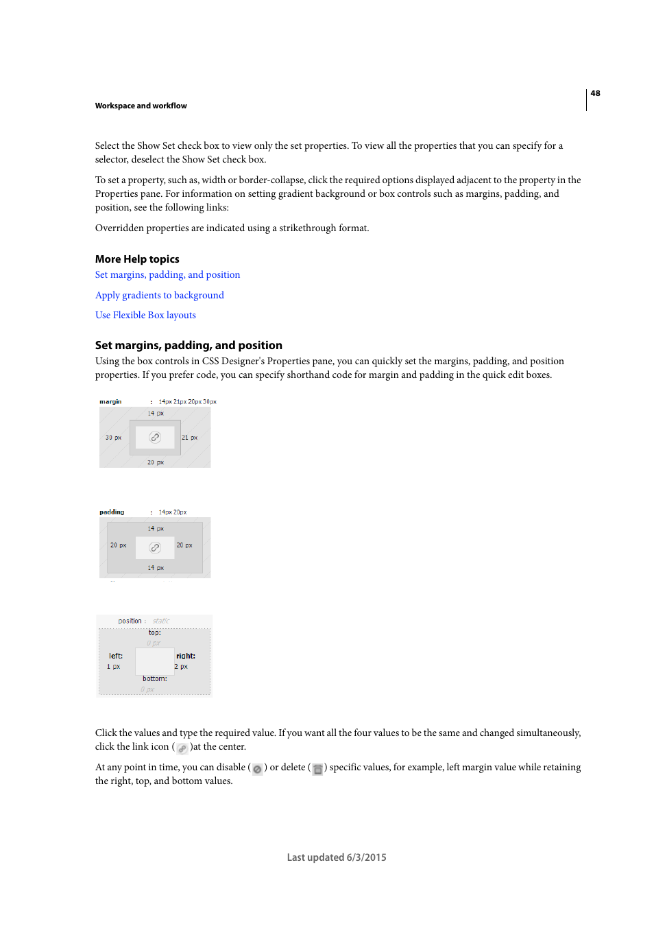 Set margins, padding, and position | Adobe Dreamweaver CC 2015 User Manual | Page 55 / 700
