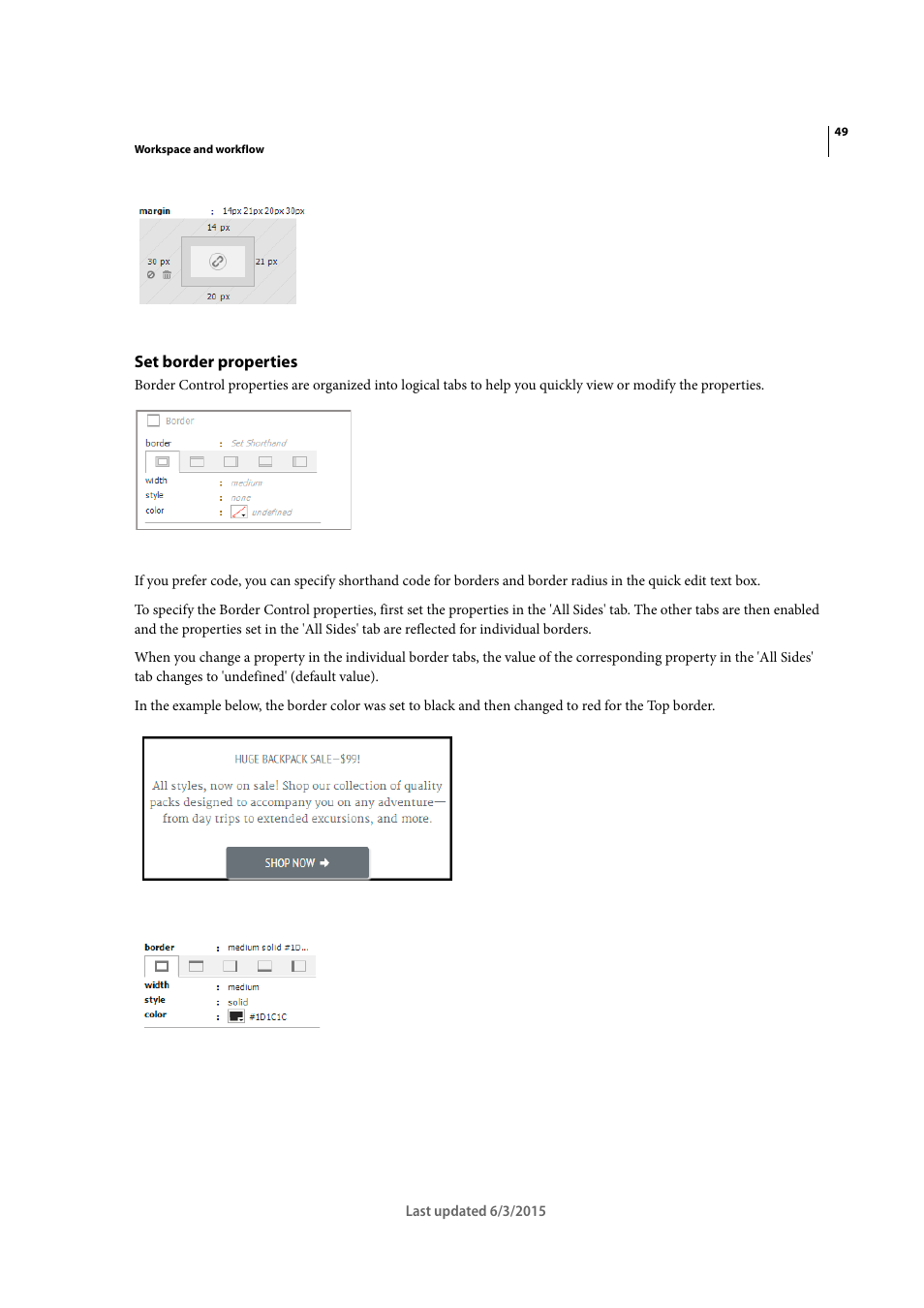 Set border properties | Adobe Dreamweaver CC 2015 User Manual | Page 56 / 700