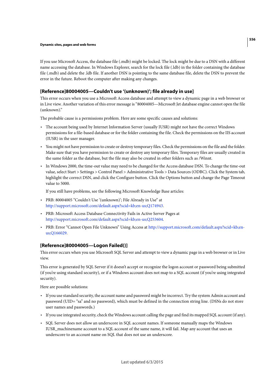 Reference]80004005—logon failed() | Adobe Dreamweaver CC 2015 User Manual | Page 563 / 700