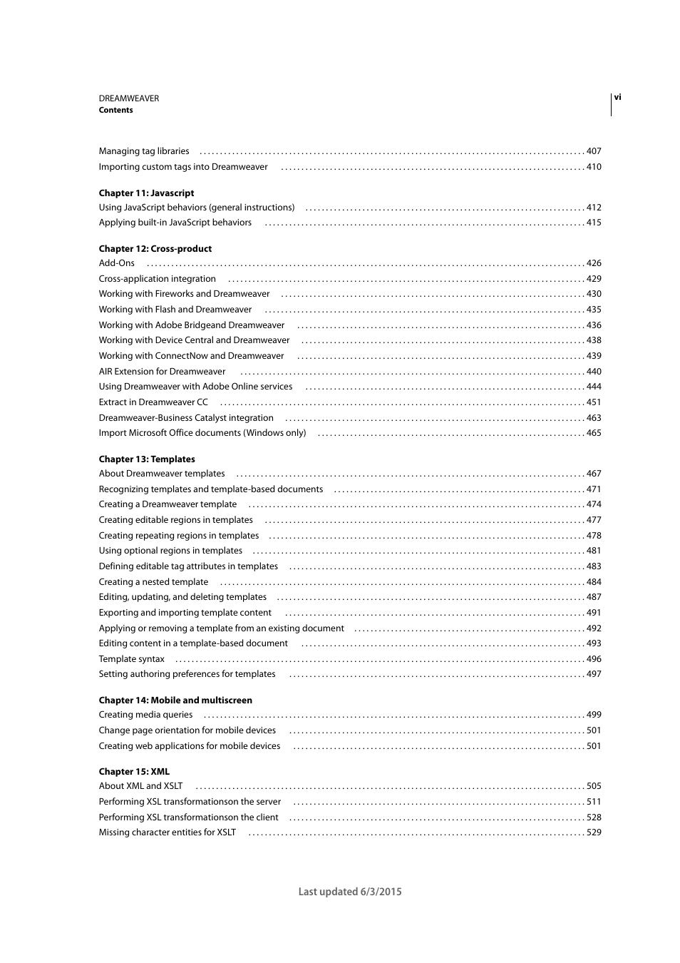 Adobe Dreamweaver CC 2015 User Manual | Page 6 / 700