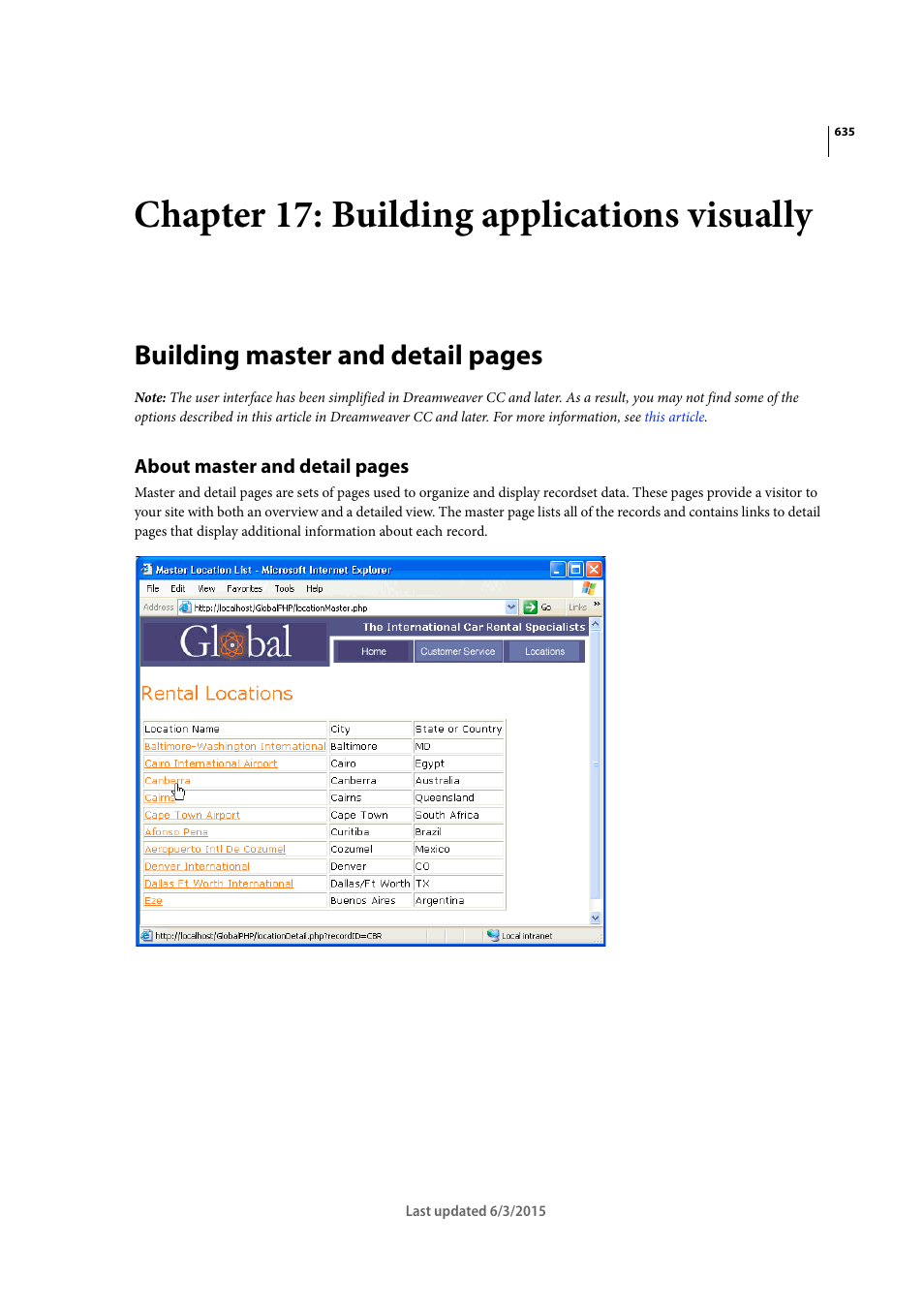 Chapter 17: building applications visually, Building master and detail pages | Adobe Dreamweaver CC 2015 User Manual | Page 642 / 700
