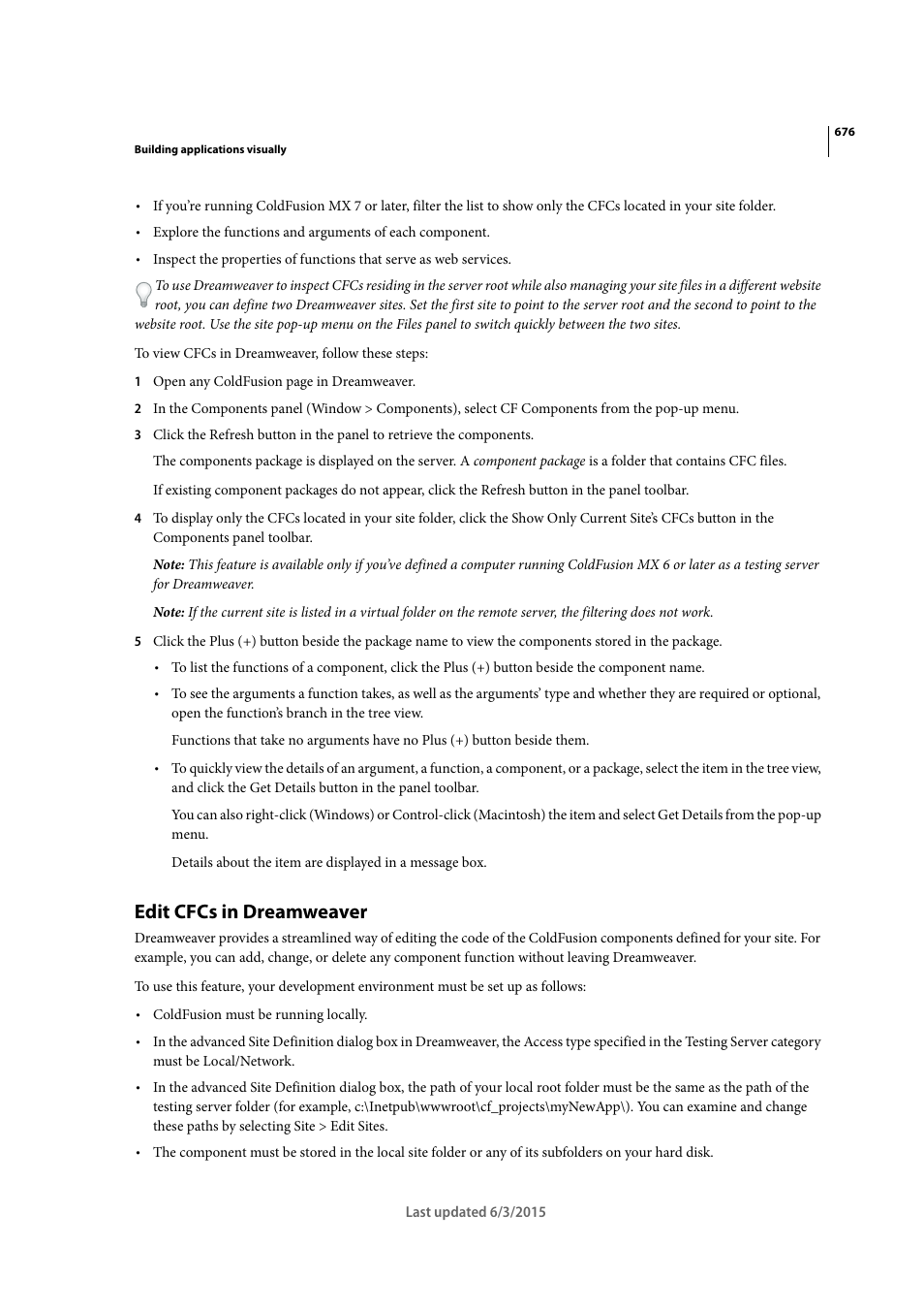 Edit cfcs in dreamweaver | Adobe Dreamweaver CC 2015 User Manual | Page 683 / 700