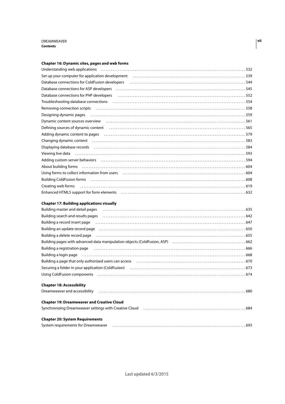 Adobe Dreamweaver CC 2015 User Manual | Page 7 / 700