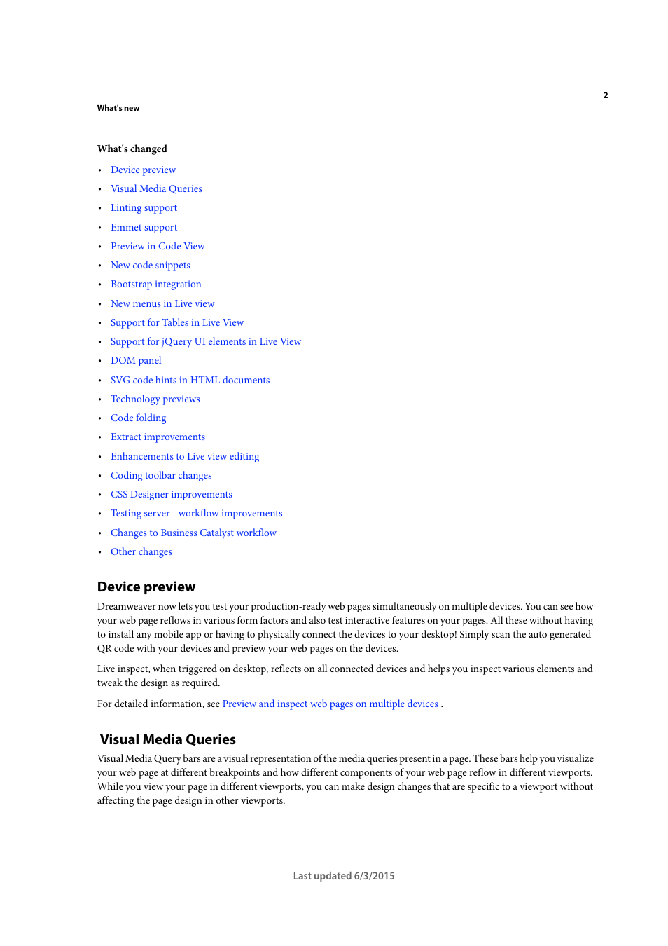 Device preview, Visual media queries | Adobe Dreamweaver CC 2015 User Manual | Page 9 / 700