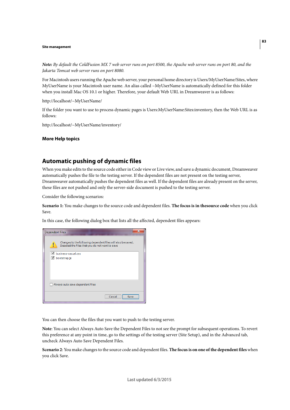 Automatic pushing of dynamic files | Adobe Dreamweaver CC 2015 User Manual | Page 90 / 700