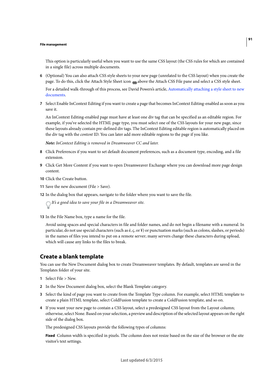 Create a blank template | Adobe Dreamweaver CC 2015 User Manual | Page 98 / 700