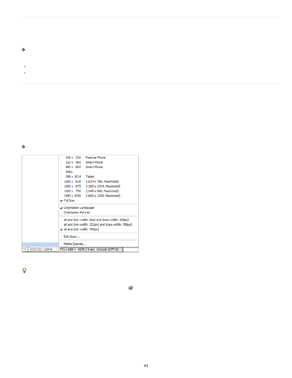 Resize the document window, Cascade or tile document windows | Adobe Dreamweaver CC 2014 v.13 User Manual | Page 101 / 732