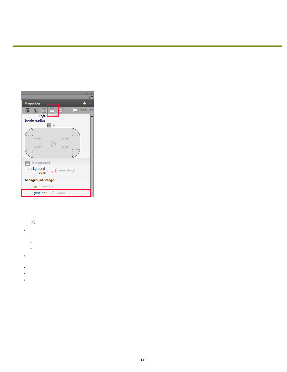 Apply gradients to background (cc, 13.1) | Adobe Dreamweaver CC 2014 v.13 User Manual | Page 150 / 732