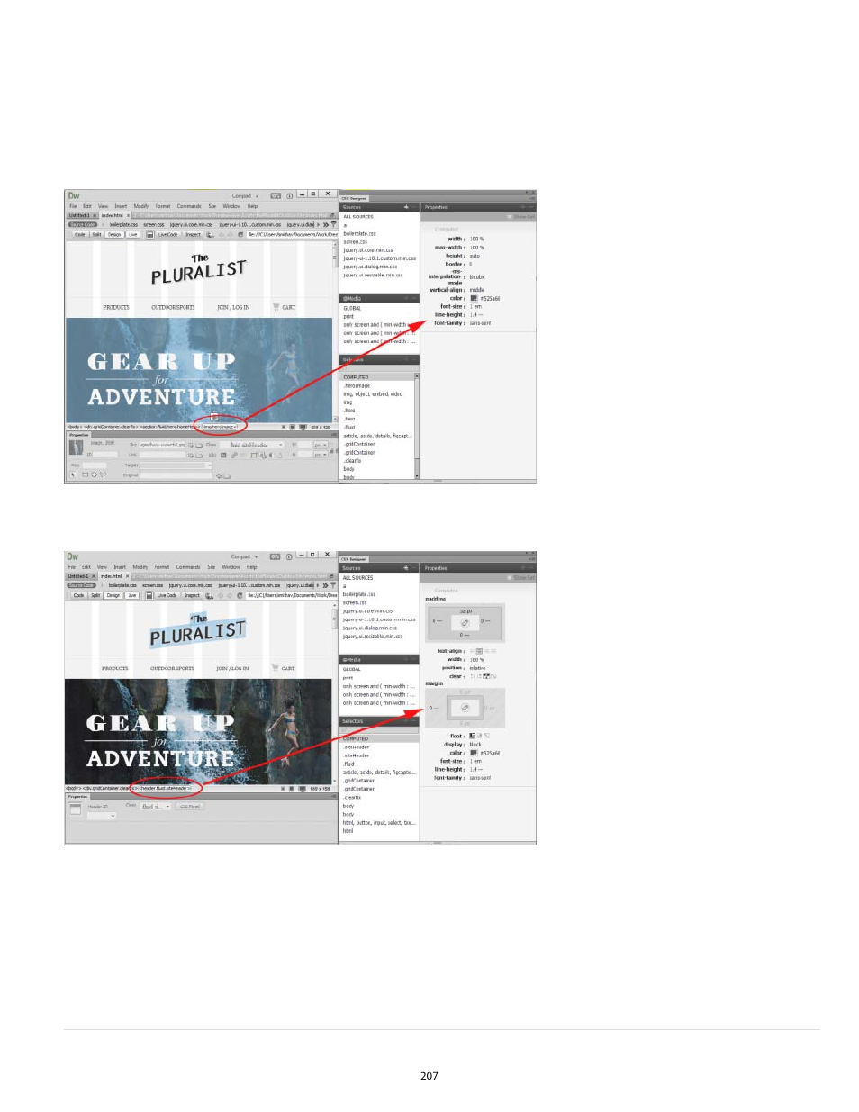 Create and attach style sheets | Adobe Dreamweaver CC 2014 v.13 User Manual | Page 214 / 732