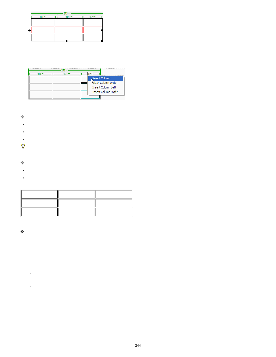 Set table properties | Adobe Dreamweaver CC 2014 v.13 User Manual | Page 251 / 732