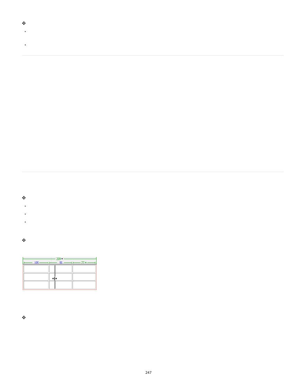 Resizing tables, columns, and rows, Resize tables, columns, and rows | Adobe Dreamweaver CC 2014 v.13 User Manual | Page 254 / 732