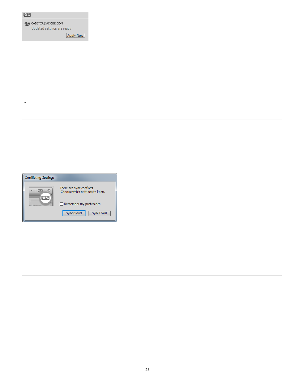 Resolve conflicts during synchronization, Access resources on creative cloud directly | Adobe Dreamweaver CC 2014 v.13 User Manual | Page 35 / 732