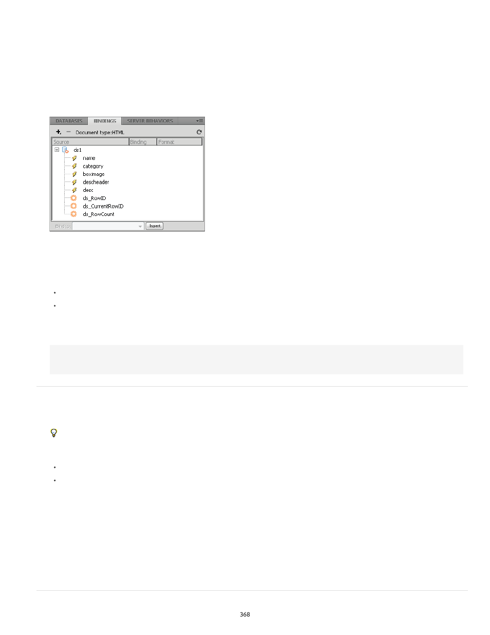 Create a spry repeat list region | Adobe Dreamweaver CC 2014 v.13 User Manual | Page 375 / 732