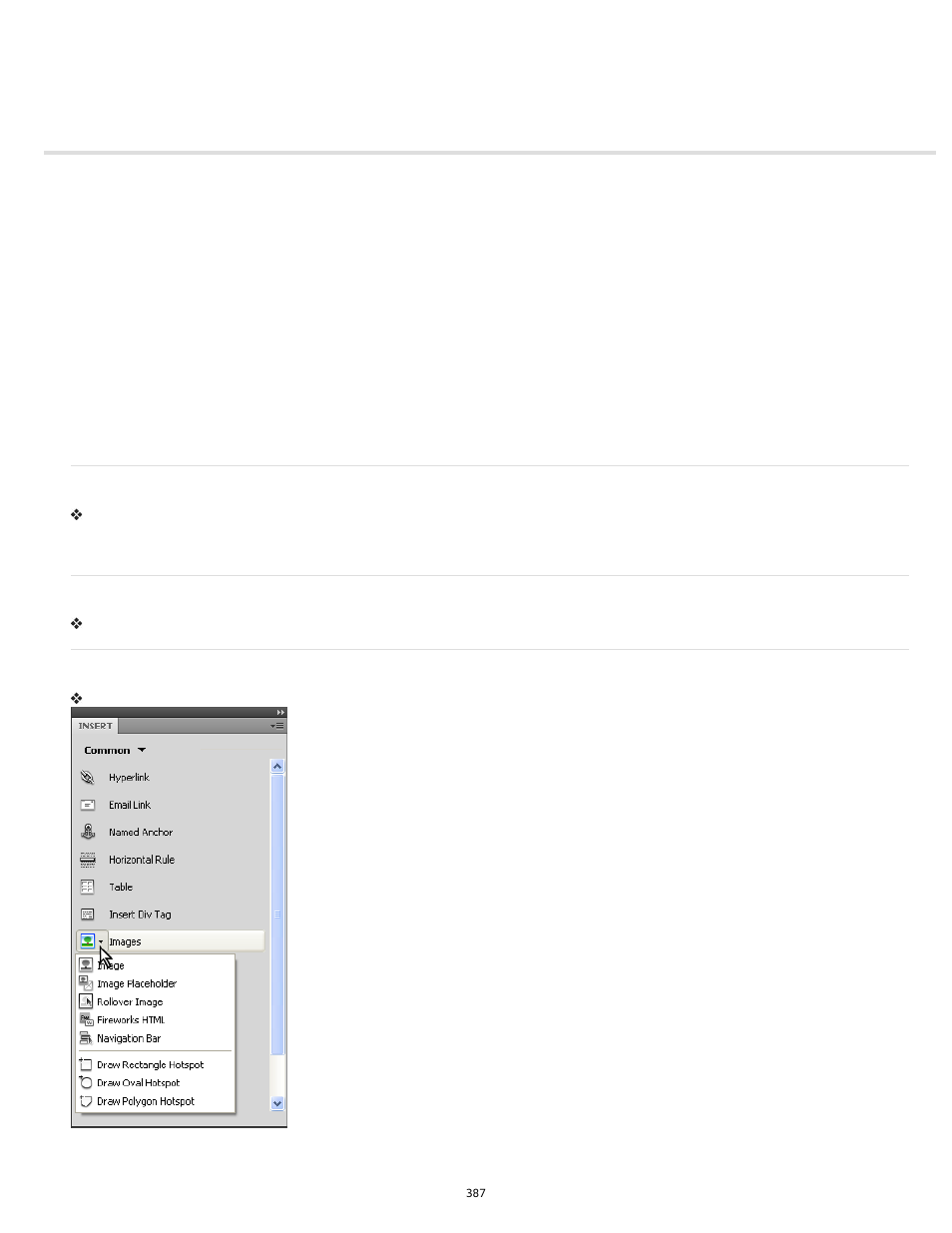 Use the insert panel | Adobe Dreamweaver CC 2014 v.13 User Manual | Page 394 / 732