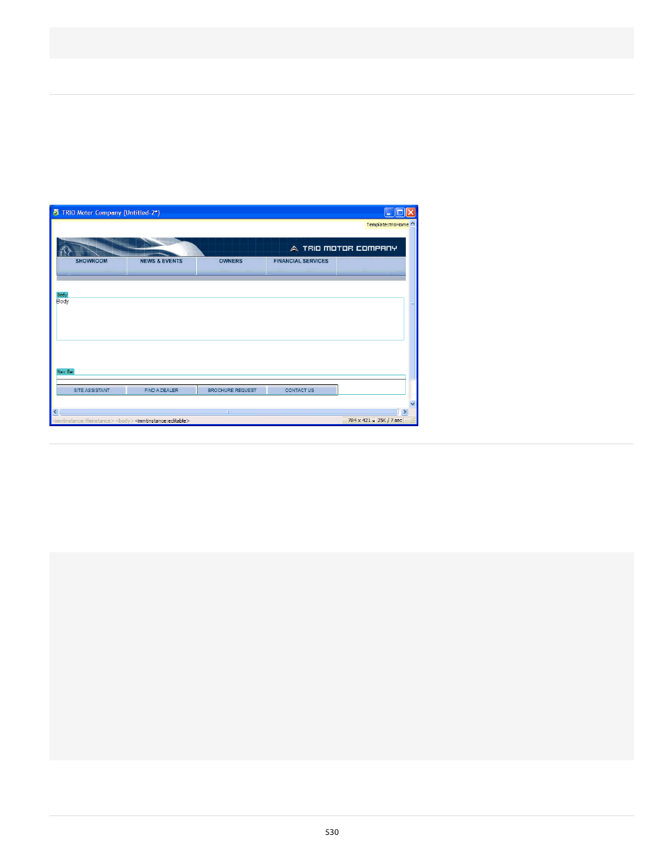 Recognizing template-based documents in code view | Adobe Dreamweaver CC 2014 v.13 User Manual | Page 537 / 732