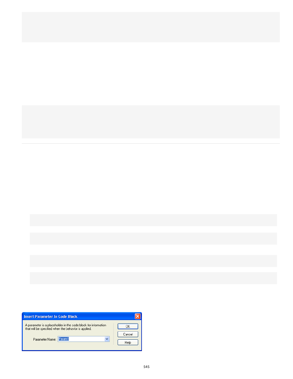 Request a parameter for the server behavior | Adobe Dreamweaver CC 2014 v.13 User Manual | Page 552 / 732