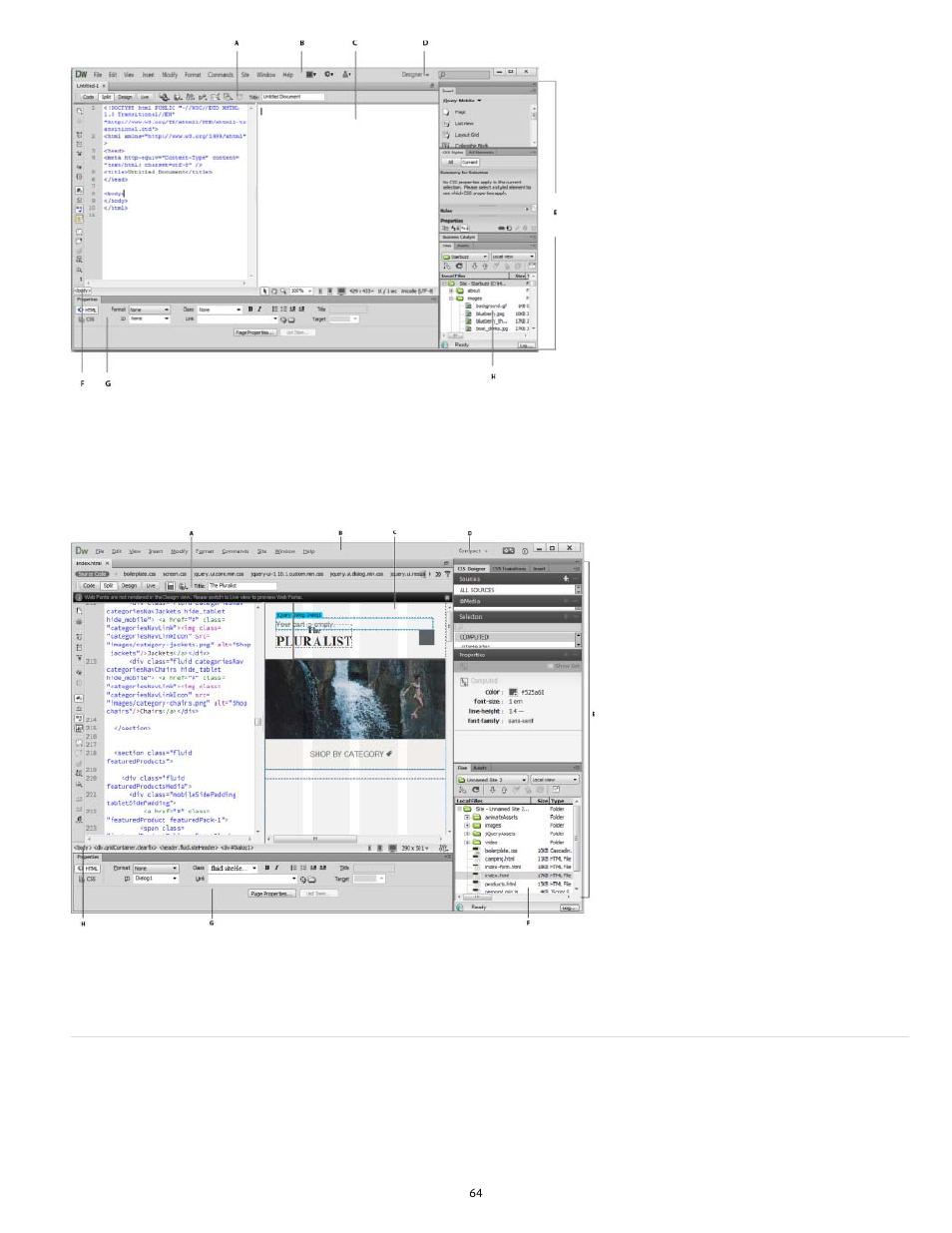 Workspace elements overview | Adobe Dreamweaver CC 2014 v.13 User Manual | Page 71 / 732
