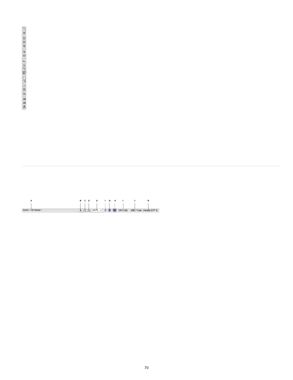 Status bar overview | Adobe Dreamweaver CC 2014 v.13 User Manual | Page 77 / 732