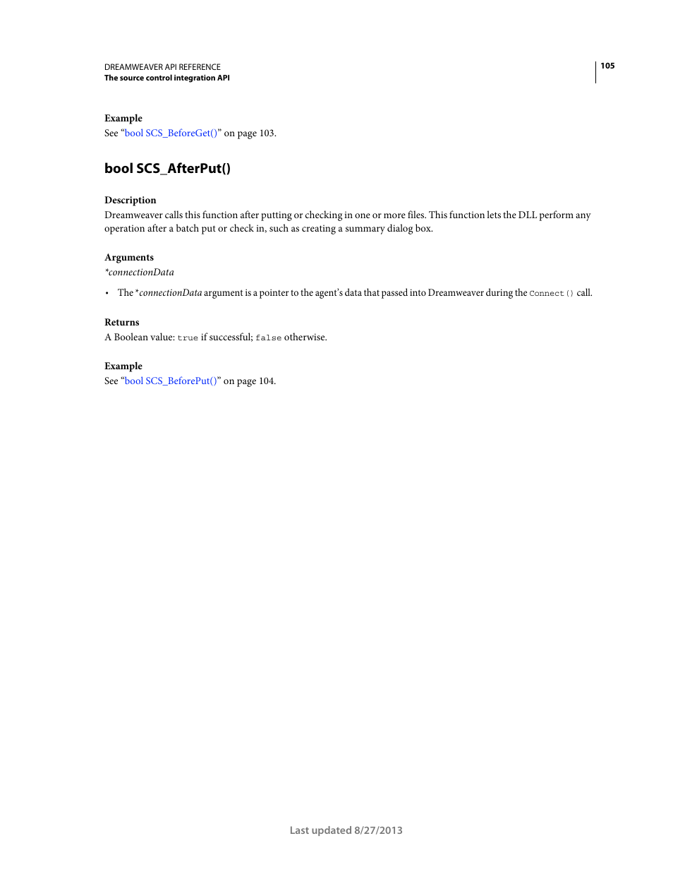 Bool scs_afterput() | Adobe Dreamweaver API Reference CS5 User Manual | Page 110 / 533