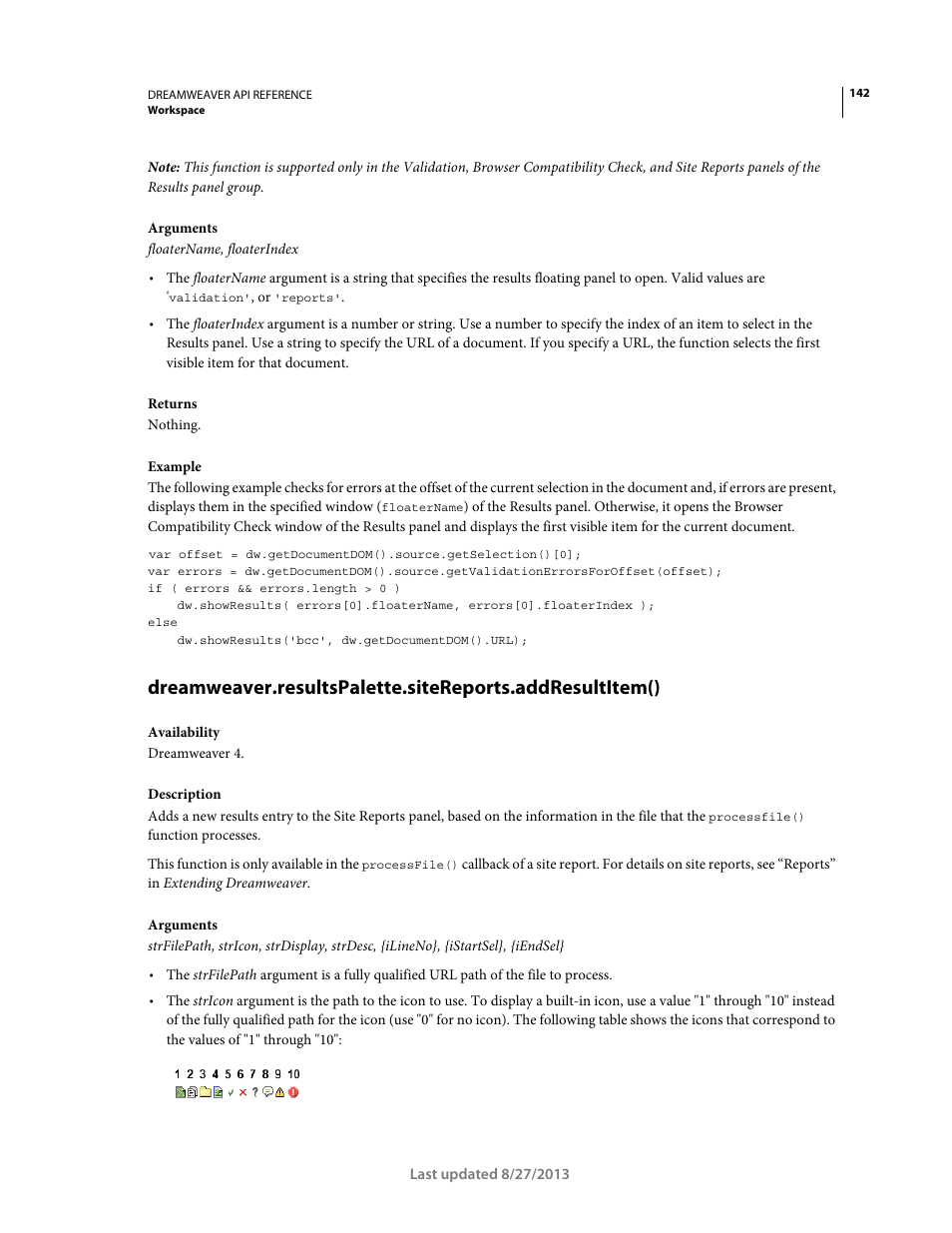 Adobe Dreamweaver API Reference CS5 User Manual | Page 147 / 533