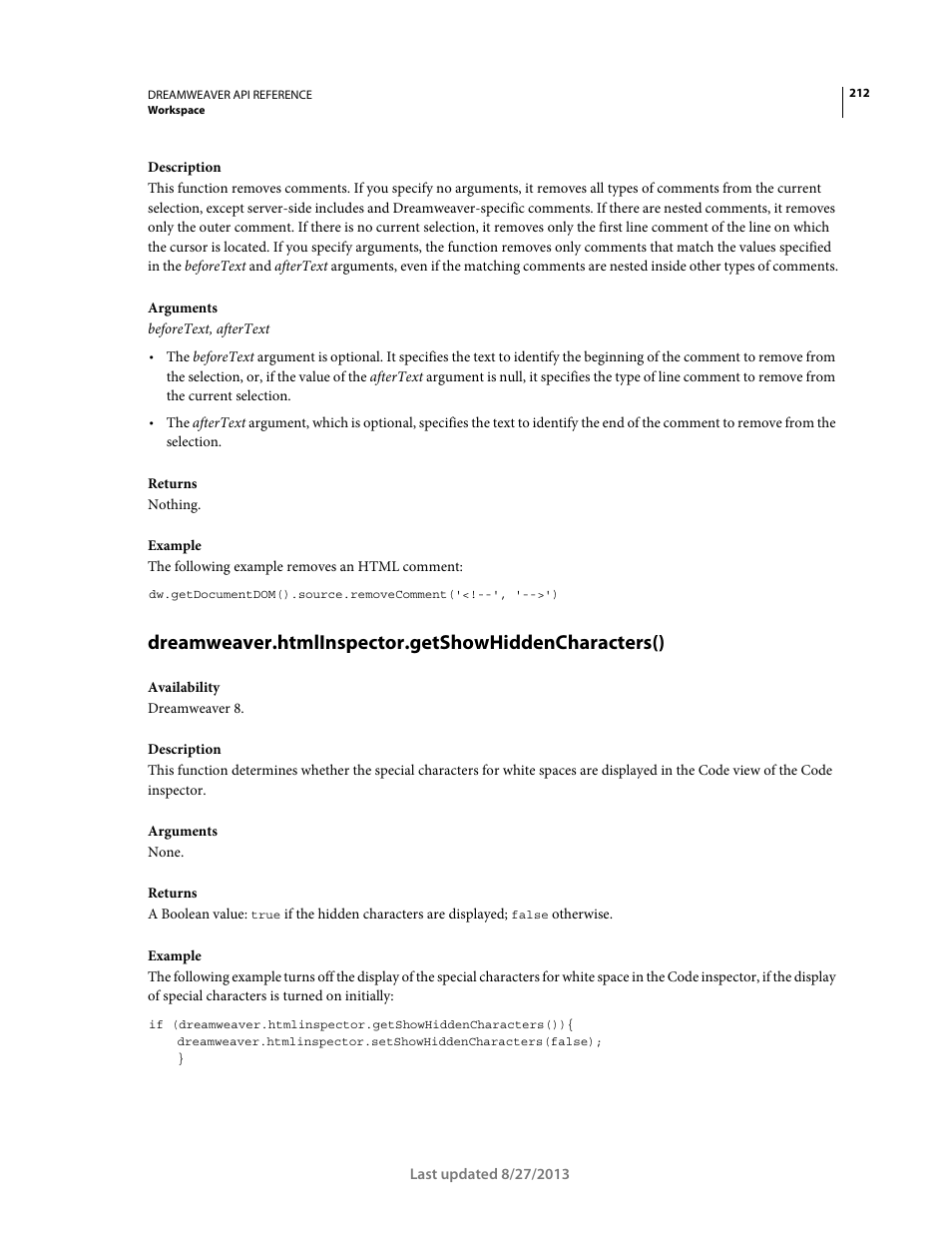 Adobe Dreamweaver API Reference CS5 User Manual | Page 217 / 533