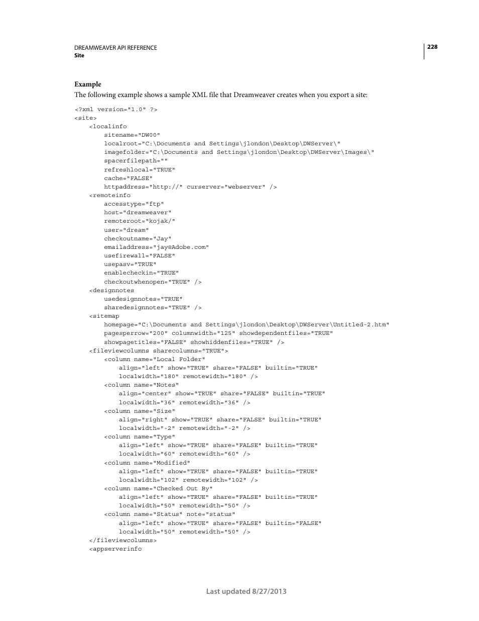 Adobe Dreamweaver API Reference CS5 User Manual | Page 233 / 533