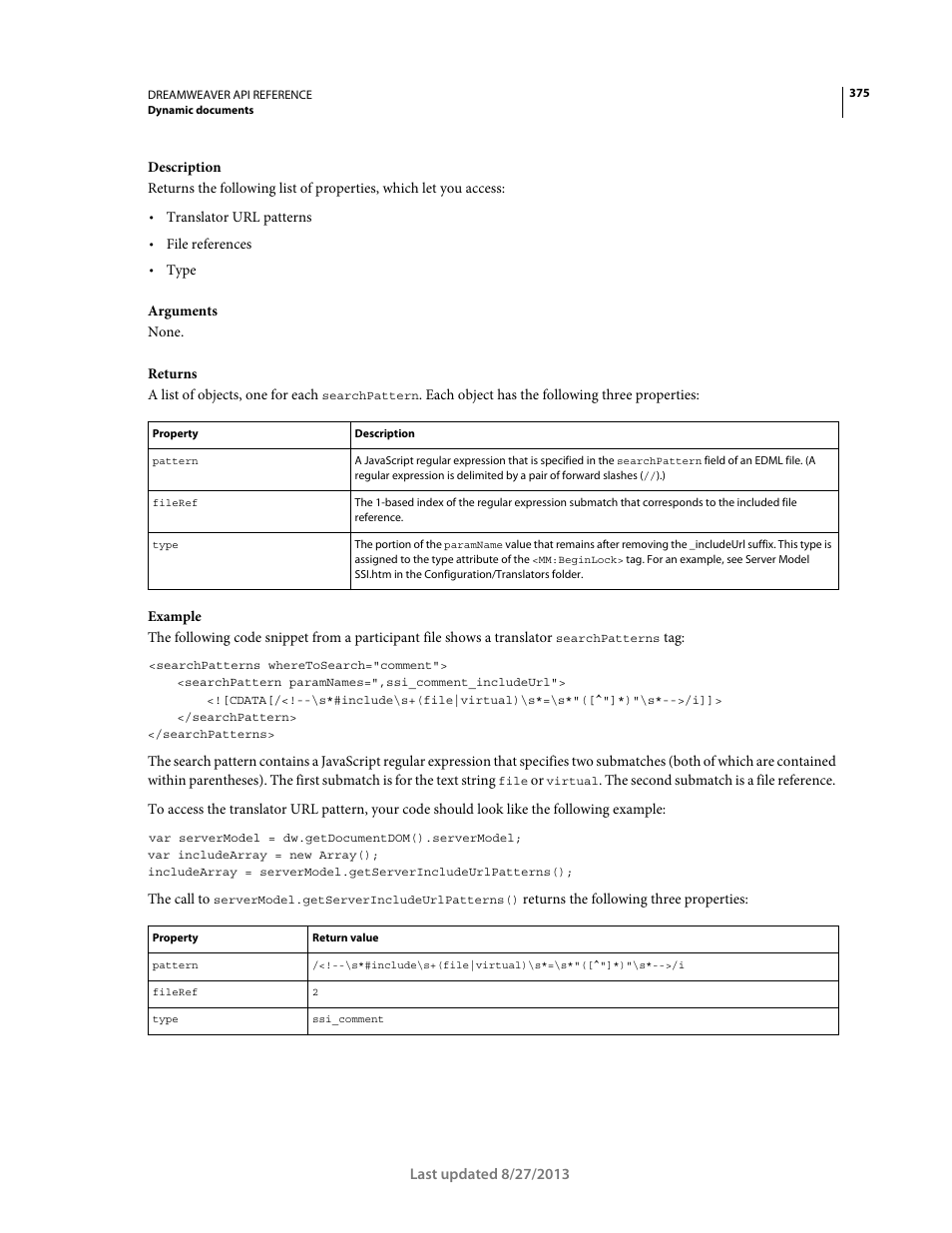 Adobe Dreamweaver API Reference CS5 User Manual | Page 380 / 533