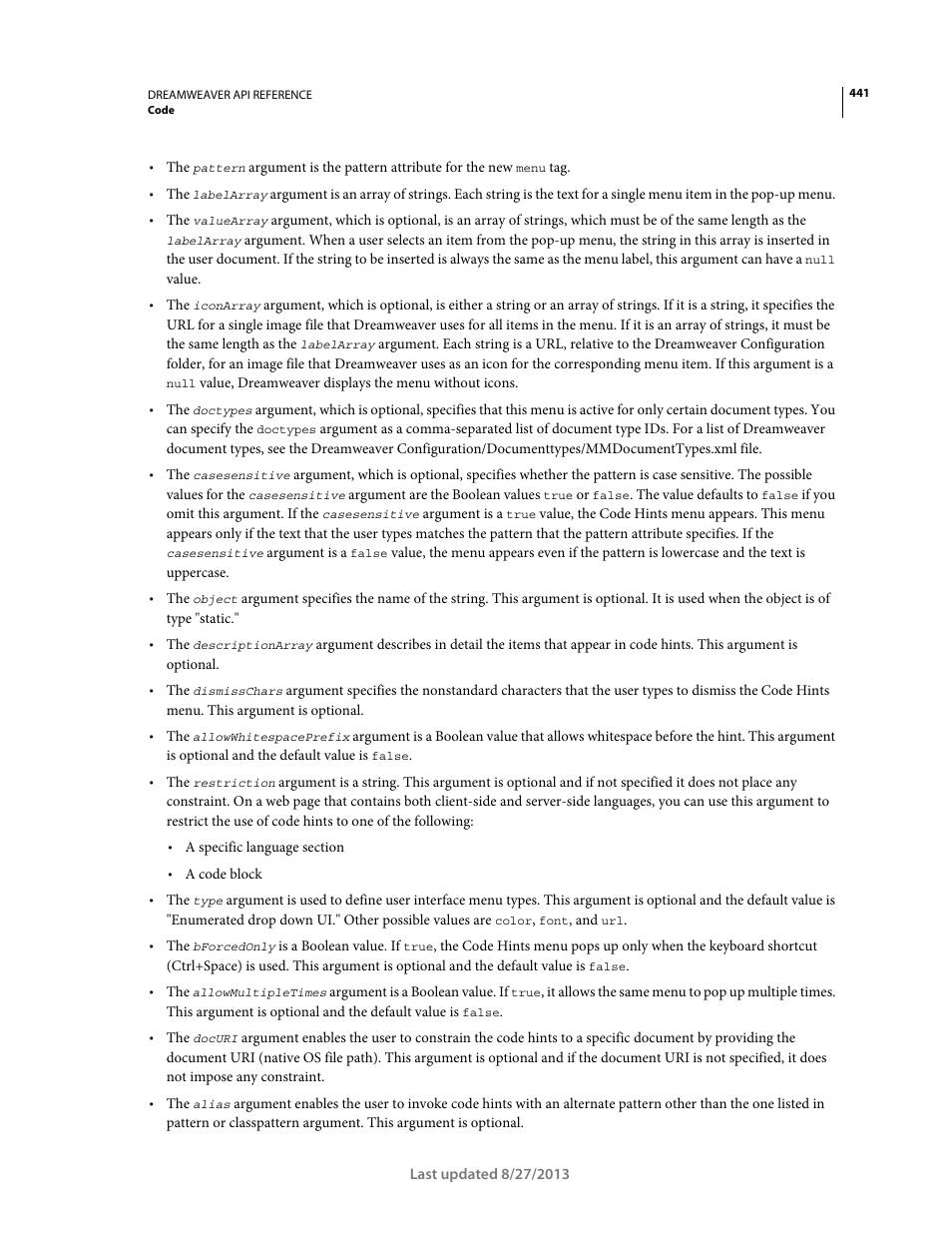 Adobe Dreamweaver API Reference CS5 User Manual | Page 446 / 533