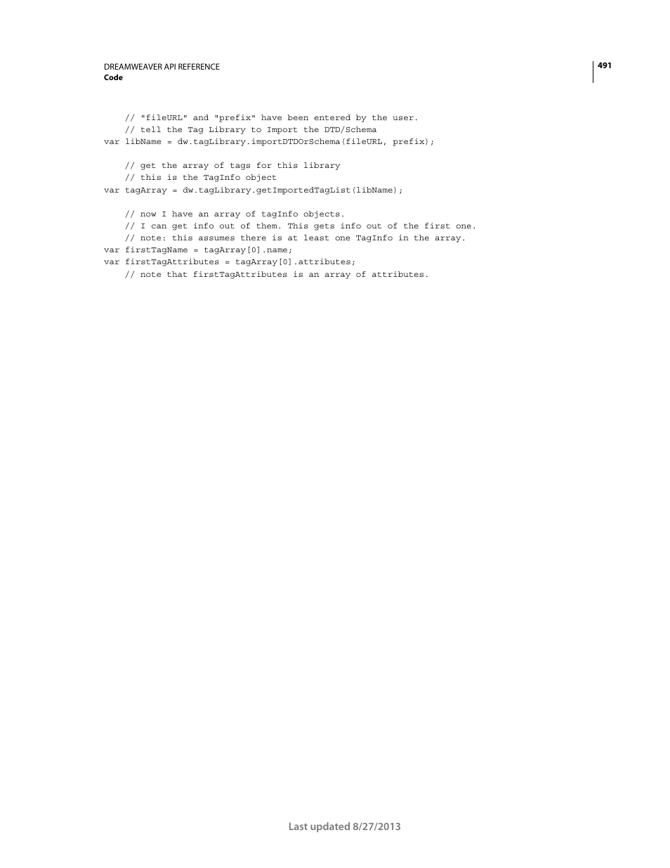 Adobe Dreamweaver API Reference CS5 User Manual | Page 496 / 533