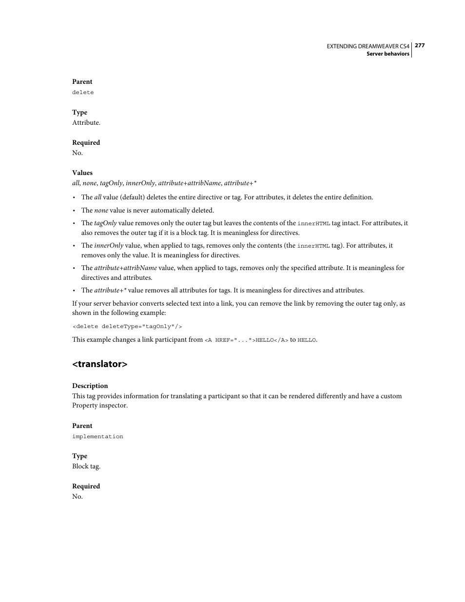 Translator | Adobe Extending Dreamweaver CS4 User Manual | Page 283 / 387