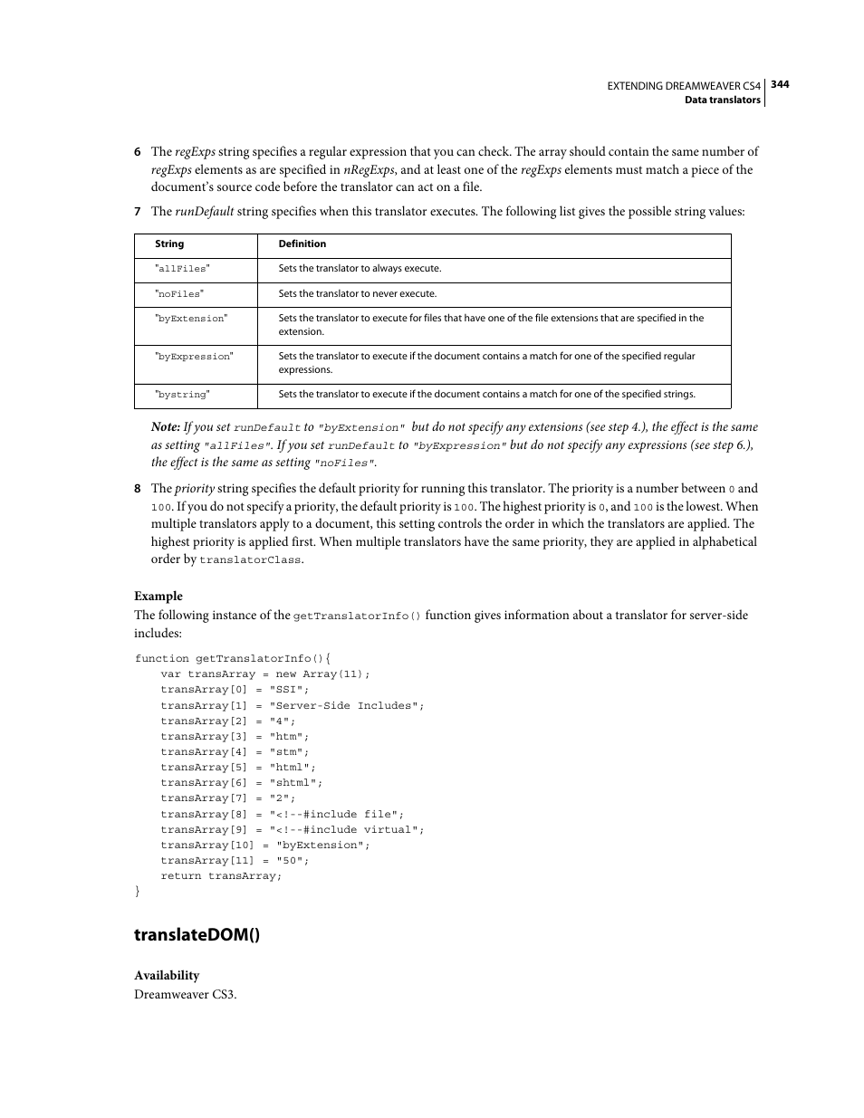 Translatedom() | Adobe Extending Dreamweaver CS4 User Manual | Page 350 / 387