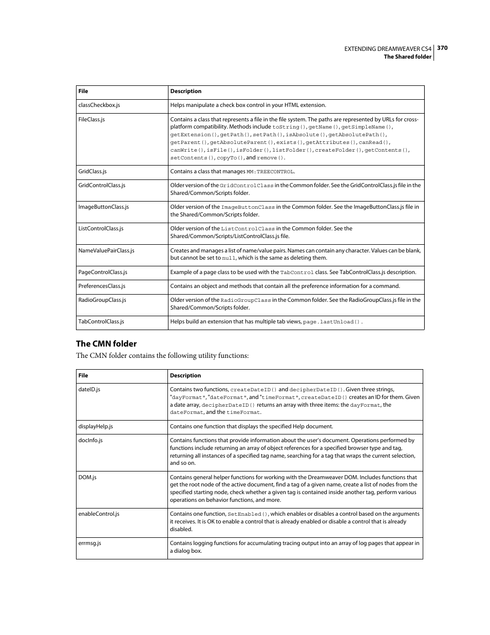 The cmn folder | Adobe Extending Dreamweaver CS4 User Manual | Page 376 / 387