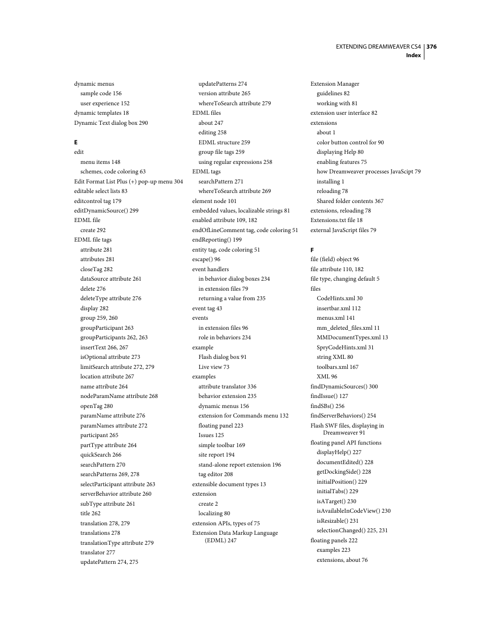 Adobe Extending Dreamweaver CS4 User Manual | Page 382 / 387