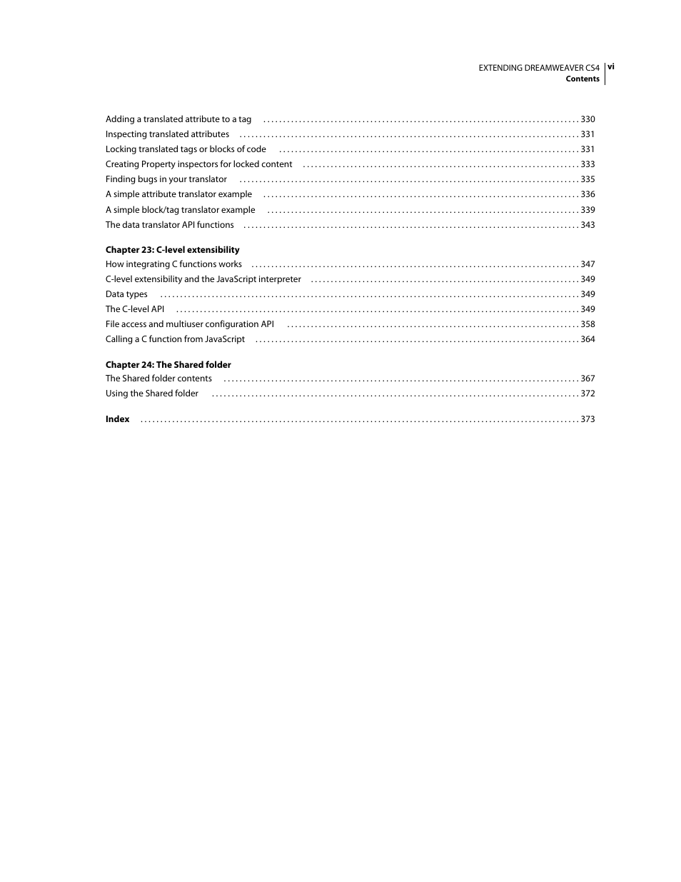 Adobe Extending Dreamweaver CS4 User Manual | Page 6 / 387