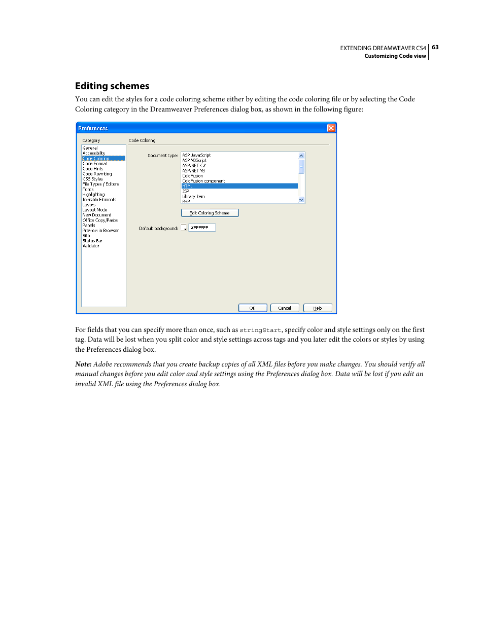 Editing schemes | Adobe Extending Dreamweaver CS4 User Manual | Page 69 / 387