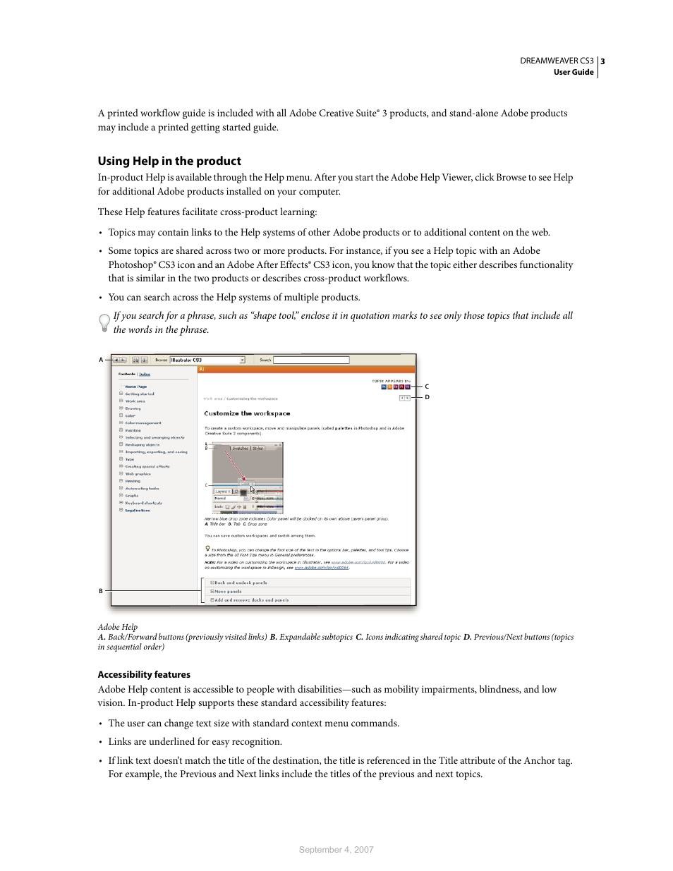 Using help in the product | Adobe Dreamweaver CS3 User Manual | Page 10 / 738