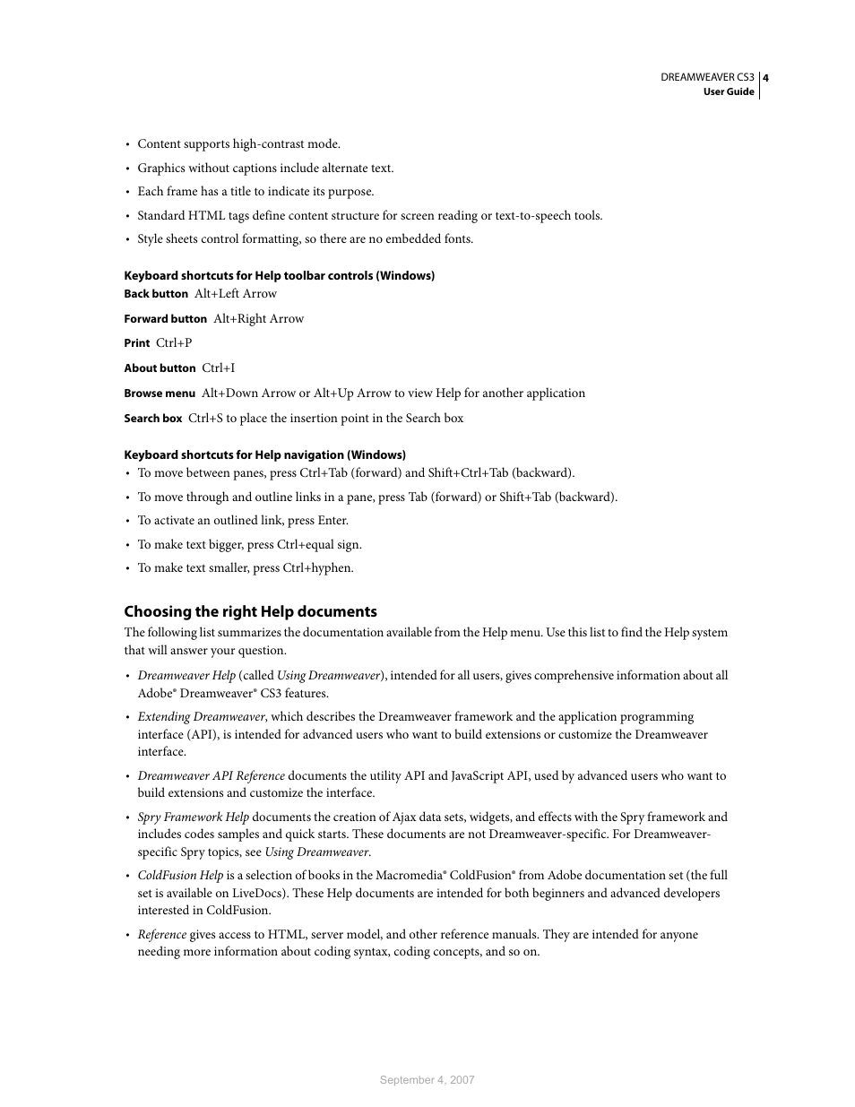 Choosing the right help documents | Adobe Dreamweaver CS3 User Manual | Page 11 / 738