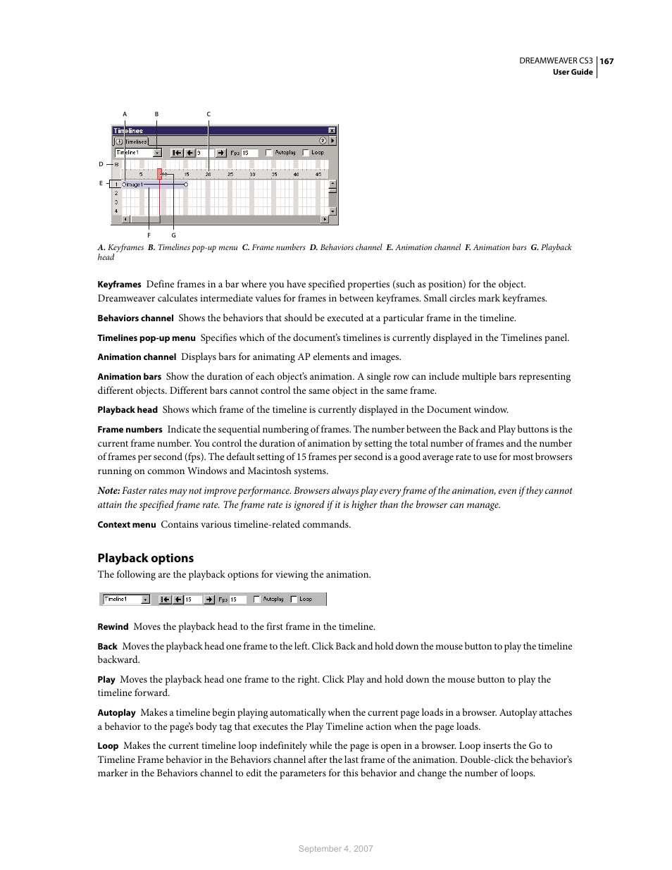 Playback options | Adobe Dreamweaver CS3 User Manual | Page 174 / 738