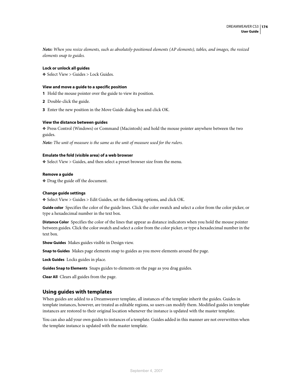 Using guides with templates | Adobe Dreamweaver CS3 User Manual | Page 181 / 738