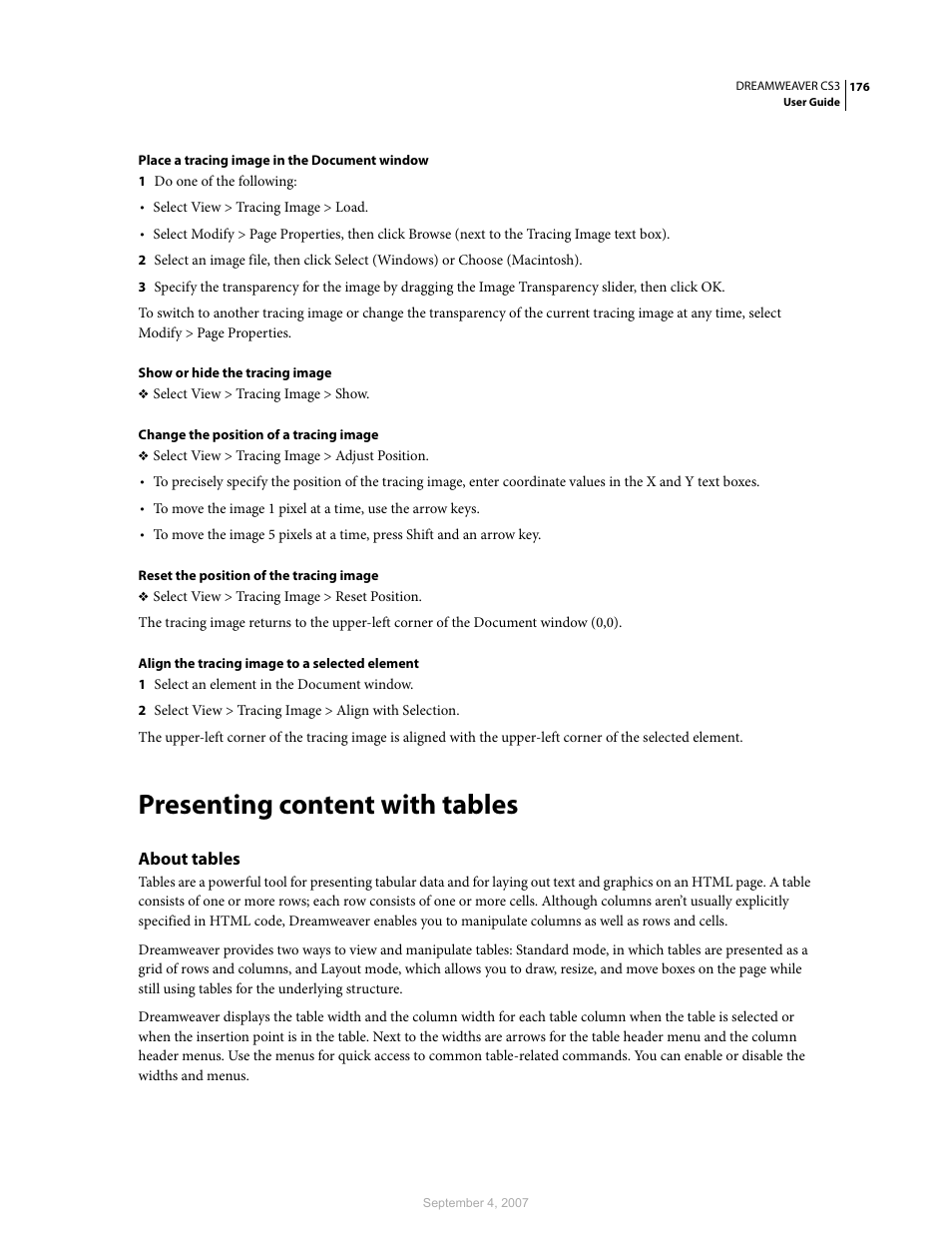Presenting content with tables, About tables | Adobe Dreamweaver CS3 User Manual | Page 183 / 738