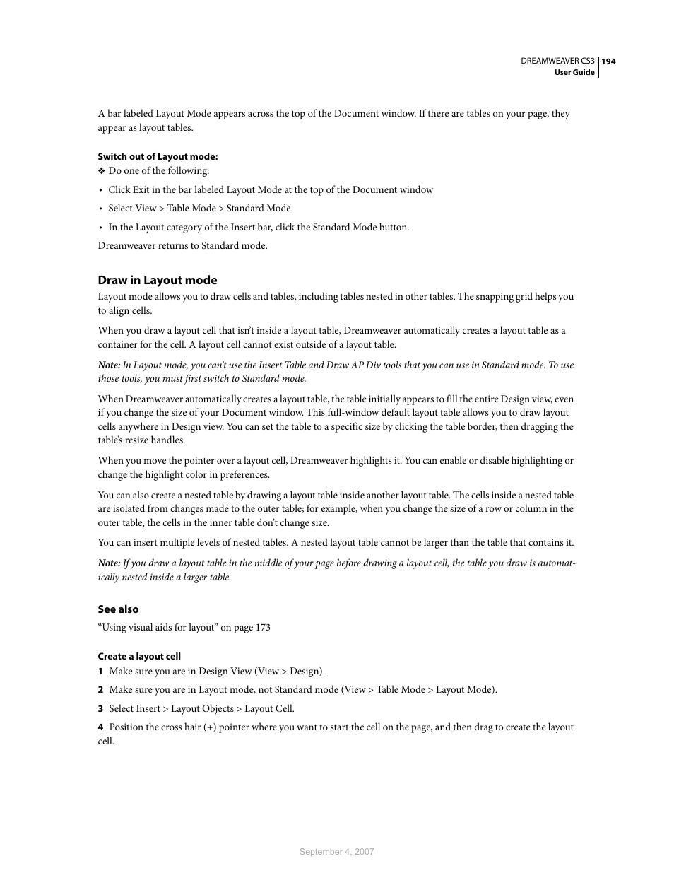 Draw in layout mode | Adobe Dreamweaver CS3 User Manual | Page 201 / 738