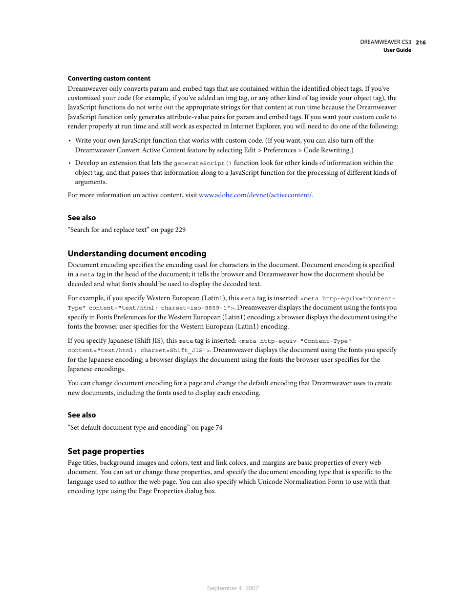 Understanding document encoding | Adobe Dreamweaver CS3 User Manual | Page 223 / 738