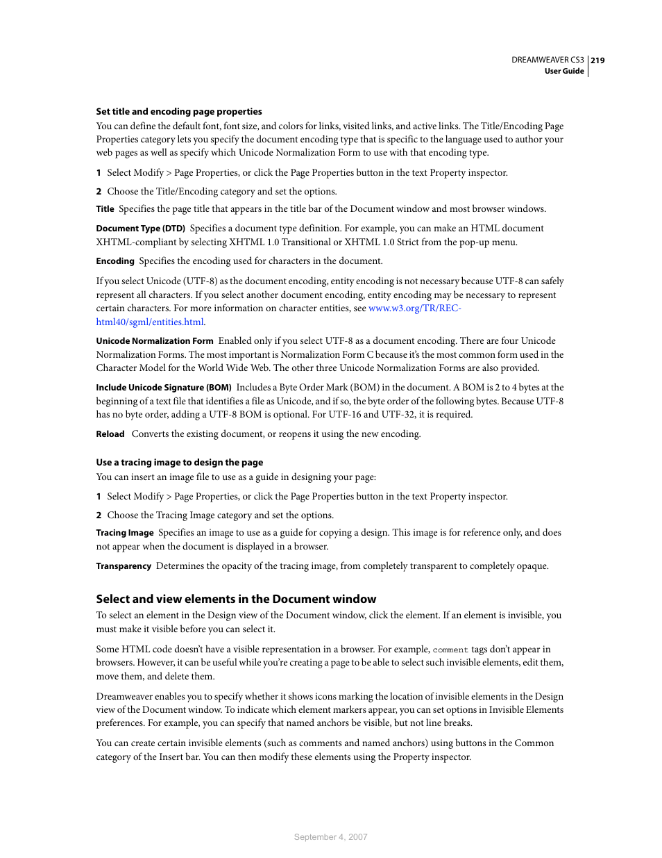 Select and view elements in the document window | Adobe Dreamweaver CS3 User Manual | Page 226 / 738