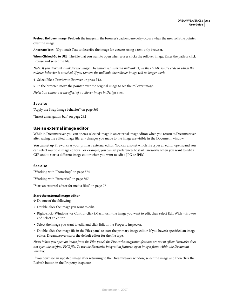 Use an external image editor | Adobe Dreamweaver CS3 User Manual | Page 260 / 738
