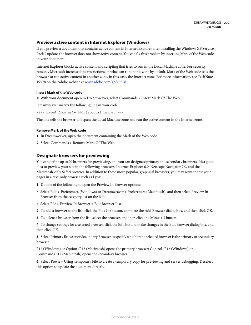 Designate browsers for previewing | Adobe Dreamweaver CS3 User Manual | Page 306 / 738